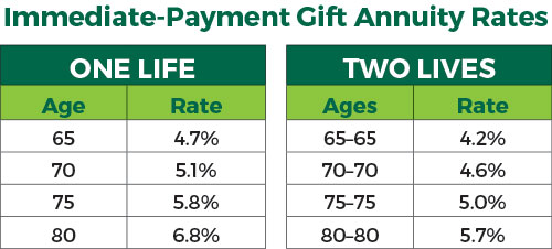 Immediate-Payment Gift Annuity chart